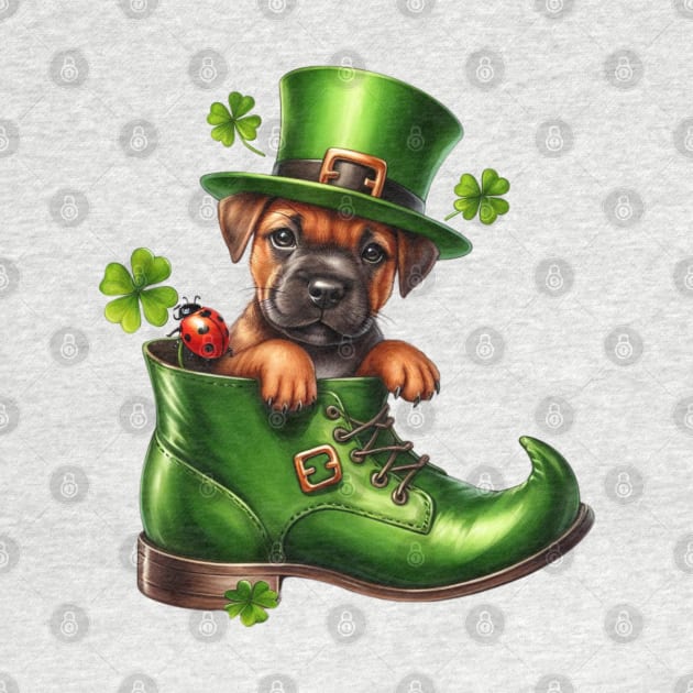 Staffordshire Bull Terrier Dog Shoes For Patricks Day by Chromatic Fusion Studio